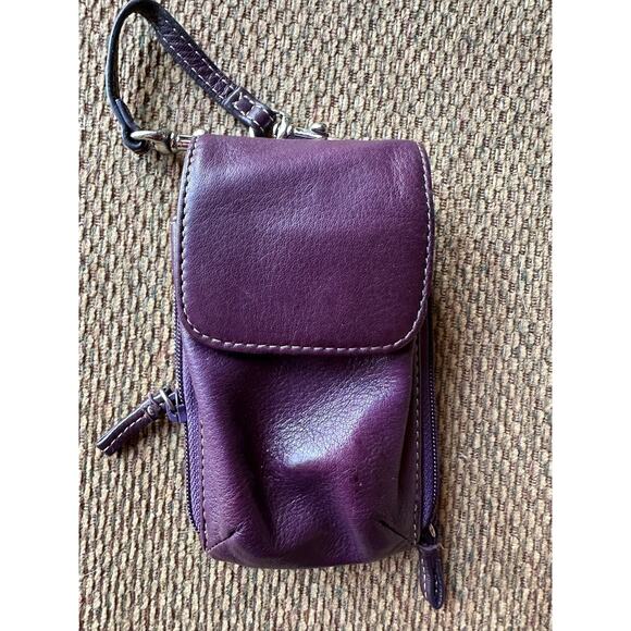 Levenger Small Leather Eggplant Color Phone/Wallet Carrying Case - Picture 6 of 8